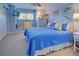 Bedroom with window seat and blue bedding at 1152 Beachcomber Ct # 15, Osprey, FL 34229