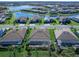 Drone view of houses with screened pools in a lakefront community at 16125 Tradewind Ter, Lakewood Ranch, FL 34211