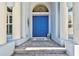 Double blue entry doors add a pop of color to the house at 1854 Amberwynd W Cir, Palmetto, FL 34221