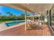 Spacious patio with dining area and view of pool at 3709 Beneva Oaks Way, Sarasota, FL 34238