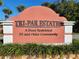 Tri-Par Estates 55+ deed restricted community entrance sign at 4915 Winged Foot Ave, Sarasota, FL 34234