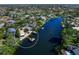 Bird's eye view of a waterfront property with private dock and pool at 5508 Dinah Ln, Sarasota, FL 34231