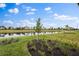 Landscaped backyard featuring a pond and lush greenery at 6240 Fish Eagle Ct, Nokomis, FL 34275