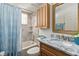 Clean bathroom with granite vanity and shower/tub at 713 Harrington Lake N Dr # 18, Venice, FL 34293