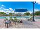 Poolside lounge area with umbrellas and chairs at 4512 Renwick Dr, Parrish, FL 34219