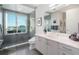 Bathroom with large shower and modern vanity at 540 N Tamiami Trl # 802, Sarasota, FL 34236