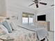 Bedroom with king-size bed and pool view at 567 Venice Ln, Sarasota, FL 34242