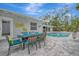 Inviting pool area with patio furniture and dining table at 567 Venice Ln, Sarasota, FL 34242