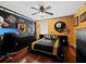 Pittsburgh Steelers themed bedroom with full bed at 6150 42Nd Street E Cir, Bradenton, FL 34203