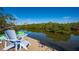 Serene waterfront dock with kayaks and relaxing chairs at 716 Tropical Cir, Sarasota, FL 34242