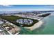 Waterfront community of townhomes, aerial view at 821 Evergreen Way, Longboat Key, FL 34228