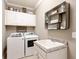 Convenient laundry room with upper cabinets and a utility sink at 17459 Hickok Belt Loop, Bradenton, FL 34211