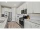 Modern kitchen with stainless steel appliances and white cabinets at 3314 Chestertown Loop, Bradenton, FL 34211