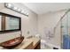 Bathroom with granite countertop, vessel sink, and shower at 3443 Tallywood Cir # 7061, Sarasota, FL 34237