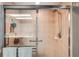 Walk-in shower with glass enclosure and grab bar at 5112 White Ibis Dr, North Port, FL 34287