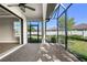 Spacious screened patio with paver stones, access to backyard, and ceiling fan at 5439 Taliaferro Ct, Palmetto, FL 34221
