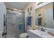 Bathroom with shower and updated vanity at 8520 Imperial Cir, Palmetto, FL 34221