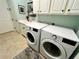 Convenient laundry room with washer and dryer, ample storage and a utility sink at 7709 River Preserve Dr, Bradenton, FL 34212