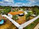 Aerial view of a home with a fenced backyard and a screened patio in a residential neighborhood at 1119 76Th Nw St, Bradenton, FL 34209