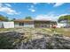 Backyard showing a screened in porch and a fenced in yard with grassy and sandy areas at 1119 76Th Nw St, Bradenton, FL 34209