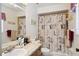 Bathroom featuring a vanity, a mirror, and a shower with a decorative shower curtain at 1119 76Th Nw St, Bradenton, FL 34209