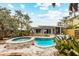 Backyard oasis featuring a pool, hot tub, patio area, and lush landscaping for relaxation and enjoyment at 866 N Shore Dr, Anna Maria, FL 34216