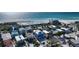 Stunning aerial view showcasing the home's proximity to the beach and surrounding neighborhood at 126/128 Avenida Veneccia, Sarasota, FL 34242