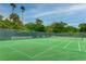 Two tennis courts with surrounding fence and tropical landscaping at 307 Timberlake Dr # 307, Bradenton, FL 34210