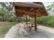 Two picnic tables under a shaded wooden gazebo at 362 Pine Run Dr, Osprey, FL 34229