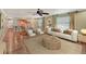 Open living room with a view into the kitchen and dining area at 9413 Andover Cir, Bradenton, FL 34210