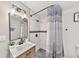 Updated bathroom features stylish vanity, modern fixtures, and tiled walk-in shower at 1259 39Th St, Sarasota, FL 34234