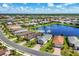 Community overview with lake and numerous houses at 17649 Northwood Pl, Bradenton, FL 34202