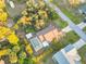 Aerial view of a house with a pool and screened enclosure in a residential area at 21264 Wynyard Ave, Port Charlotte, FL 33954