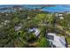 Bird's eye view of a single story home nestled among mature trees at 3331 Old Oak Dr, Sarasota, FL 34239