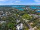 Aerial view showcasing the home's waterfront location at 3331 Old Oak Dr, Sarasota, FL 34239