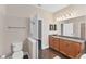 Bathroom with granite countertop and double sinks at 4711 Garden Arbor Way, Bradenton, FL 34203