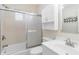 Clean bathroom with a shower/tub combo and white vanity at 5907 Todd St # E36, Bradenton, FL 34207