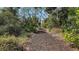 Scenic nature trail with wood chip path, lush foliage, and mature trees at 6920 74Th Street E Cir, Bradenton, FL 34203