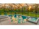 Relaxing pool and spa surrounded by a screened-in enclosure offers beautiful sunset views at 16307 29Th E Ct, Parrish, FL 34219