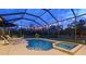 Screened-in pool with lounge chairs and patio lights offers relaxation at 16307 29Th E Ct, Parrish, FL 34219
