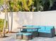 Modern patio furniture set with blue cushions at 2511 Prospect St, Sarasota, FL 34239