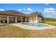 Backyard view highlighting a private swimming pool and spacious patio area, perfect for outdoor living at 3310 Twin Rivers Trl, Parrish, FL 34219