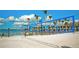 Beach volleyball court with a net and beautiful waterfront views at 4010 18Th W Ave, Bradenton, FL 34205