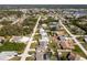 Aerial view showcasing a single-Gathering home with a pool in a residential neighborhood at 949 Chevy Chase St, Port Charlotte, FL 33948