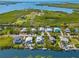 Wide aerial view of waterfront homes and waterway at 130 Burns Rd, Terra Ceia, FL 34250