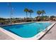 Bright outdoor pool featuring palm trees, lounge chairs, and sparkling turquoise water at 1426 Landview Ln, Osprey, FL 34229