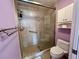 Bathroom with shower/tub combo and linen cabinet at 1535 Nursery Rd # 107, Clearwater, FL 33756