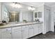 Bathroom boasts double sinks with granite countertops, white cabinetry, and modern fixtures at 17395 Palmetto Pass Ln, Punta Gorda, FL 33982