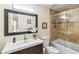 Clean bathroom with tub shower combo and updated vanity at 3368 Ramblewood Pl # 37D1, Sarasota, FL 34237