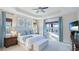 Serene main bedroom with tray ceiling, plush bedding, and abundant natural light from large windows at 508 Wildlife Gln, Bradenton, FL 34209